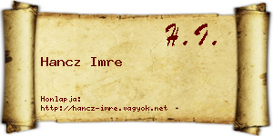 Hancz Imre névjegykártya